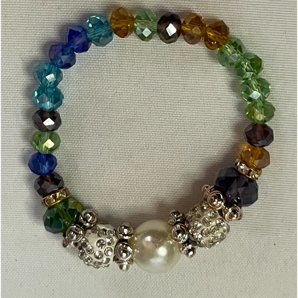 Multi Colored Beaded Crystal Bracelet - Picture 1 of 1